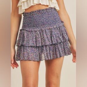 RESET FRANCIE PRINTED RUFFLE SMOCK SKIRT size Small